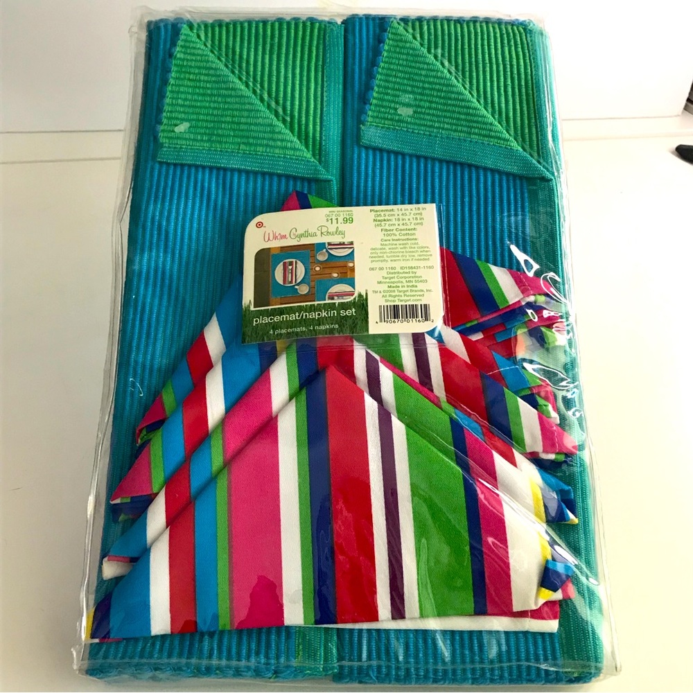 WHIM BY CYNTHIA ROWLEY - Set Of 4 Placemats & Napkins - NEW